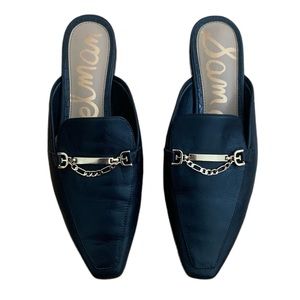 Sam Edelman Women's Evelan Chain Mule Leather Loafer - Black, Gold, 8.5 US